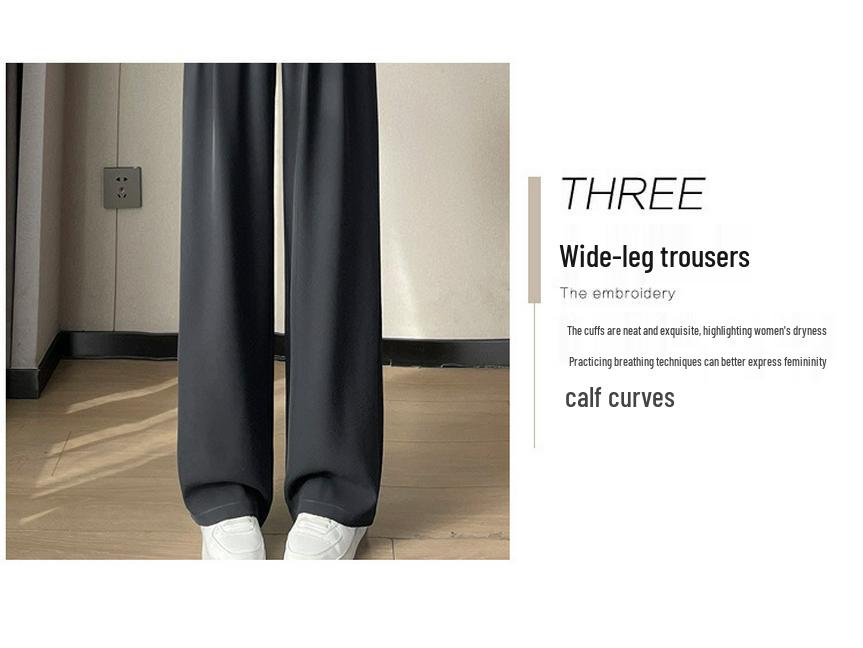 2026 Spring/Summer Women's High-Waisted Wide-Leg Floor-Length Pants