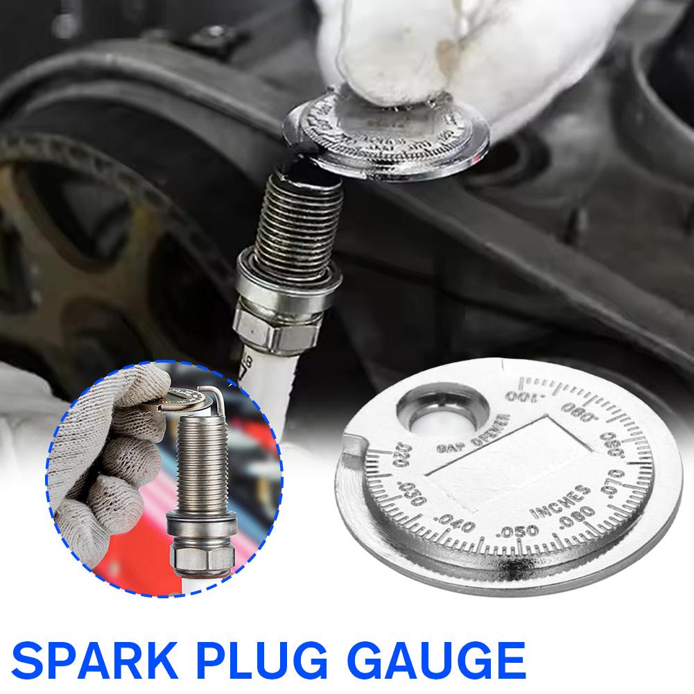 1pc Spark Plug Gap Gauge Measurement Tool 0.06-0.24cm/0.02-0.09in Range Coin-Type Spark Plug Gauge Gap Tool