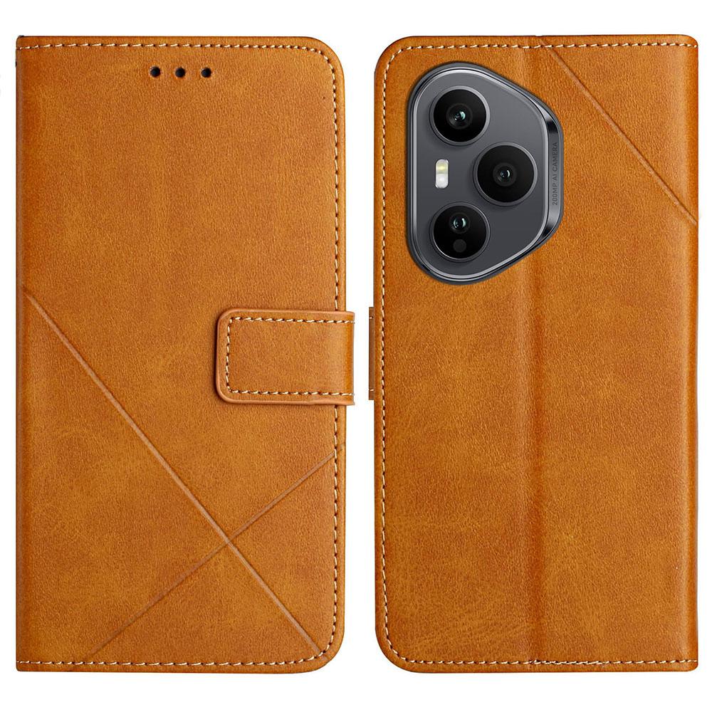 For Honor 400 Pro 5G (Global) Case Line Pattern Wallet Leather Phone Cover with Wrist Strap