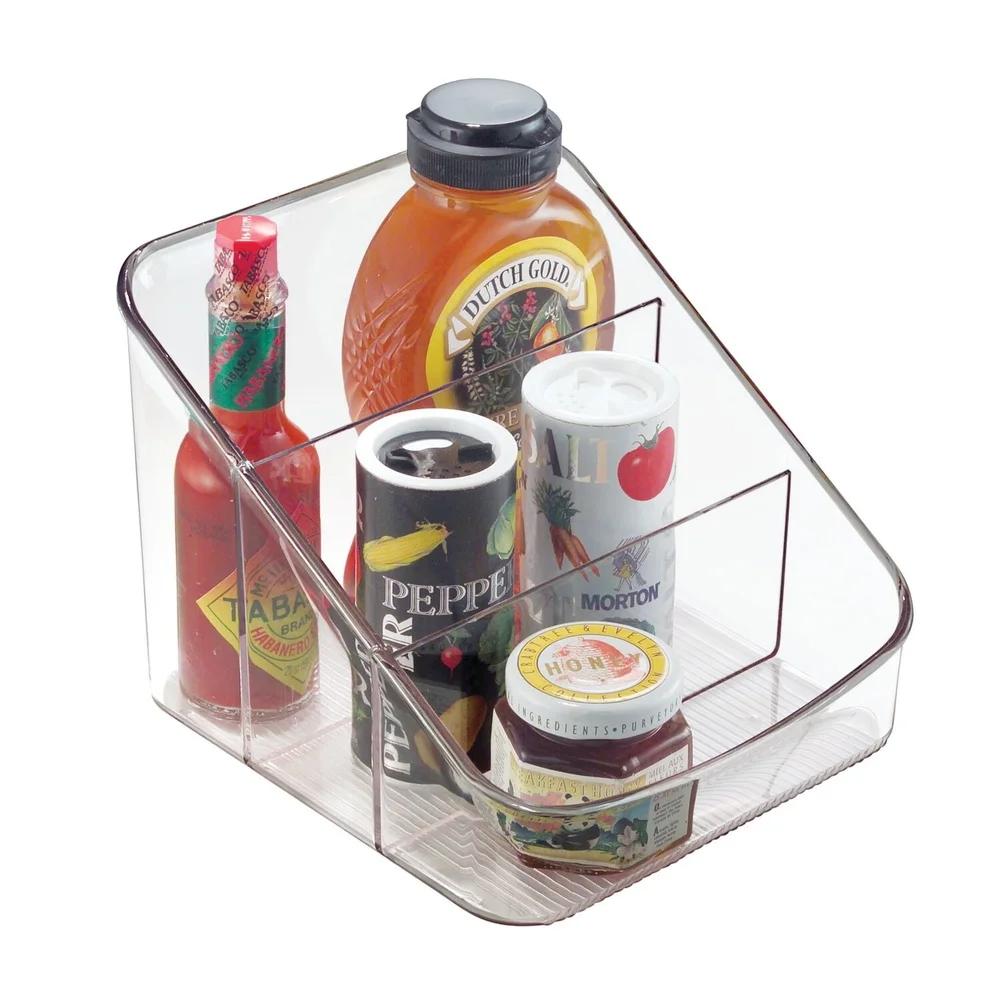 3-Tier Packet Organizer Bin Clear Plastic Storage Tea Bags Coffee Sweeteners Cocoa Mix Countertop Bathroom Office Use