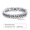 Herren Grobe 8/10/12/15MM Edelstahl Kubanische Kette Armbänder, Nie Verblassend Silberfarbe Metall Hip Hop Männliches Armband pulseira