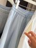 Women's High-Waist Pumpkin Midi Skirt: Solid Color, Elastic Drawstring, Slimming Bud Design, Perfect for Spring