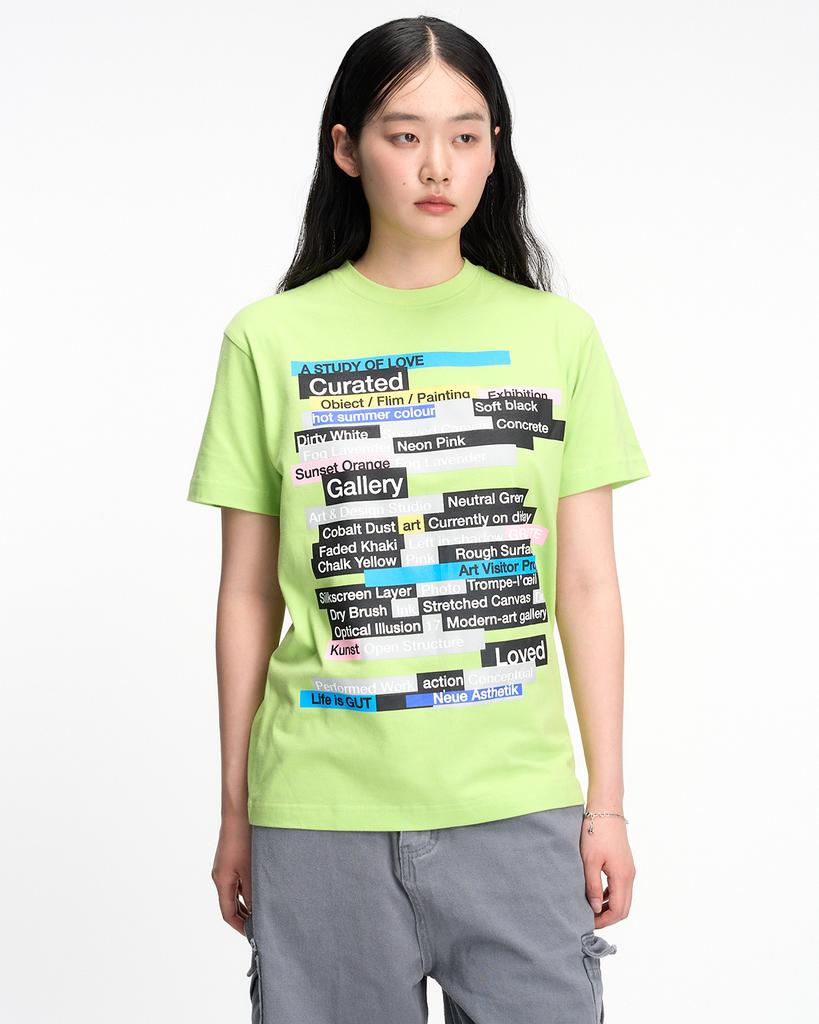 THEMUSEUMVISITOR Multi Text Graffiti T-Shirt (Green)