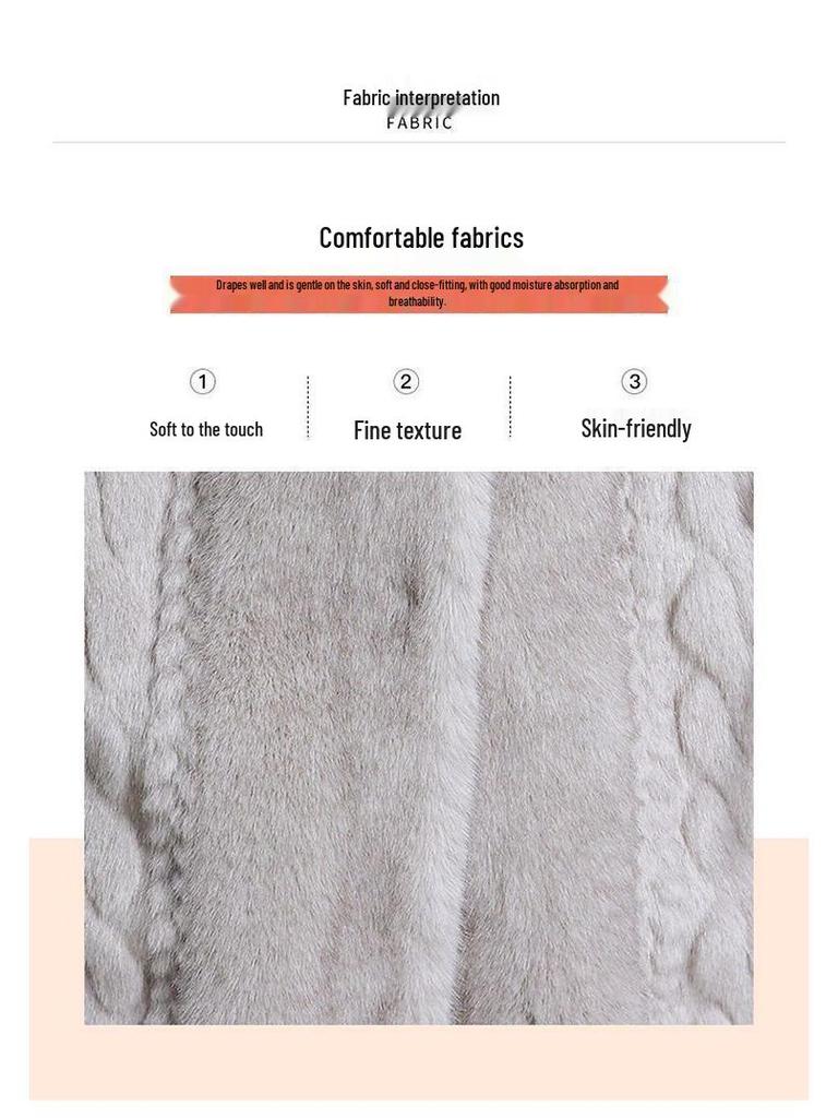 Mink Fur Hooded Mid-Length Winter Coat for Women