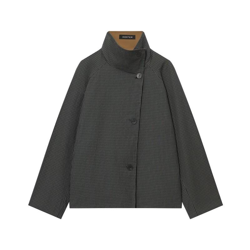 2026 Womens Stand Collar Reversible Jacket Slim Fit Vintage Short Coat Casual Commute Street Style