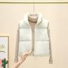 New Winter Cotton Vest For Women, Loose Korean Style Simple Stand Collar Short Sleeveless Jacket, Casual Versatile Outerwear