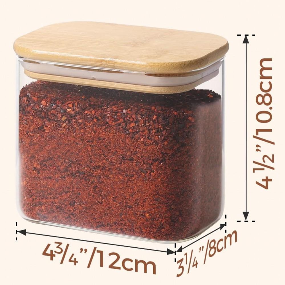 

Прямоугольные контейнеры для хранения, банки с бамбуковыми крышками, прозрачная банка для хранения продуктов, органайзер для кладовой и кухни для пасты, муки, овса, орехов