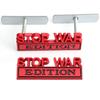 1Pc 3D Metal Stop War Edition Logo Car Front Grille Badge Side Fender Rear Trunk Emblem Sticker Decal