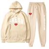 European Size Plus Fashion Printed Sweater Autumn and Winter Fleece Warm Hoodie Casual Sports Women's Suit