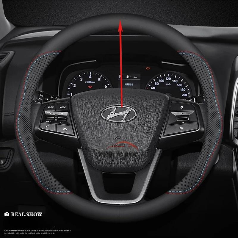Auto Lederlenkradabdeckung für Hyundai i20 i30 Elantra KONA N Line 2013 - 2019 2020 2021 2022 2023 2024 2025 Zubehör