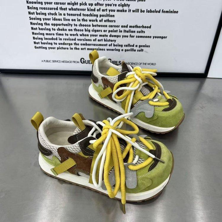 Forrest Gump shoes women's new yellow sports shoes platform versatile comfortable casual color matching sports shoes tide