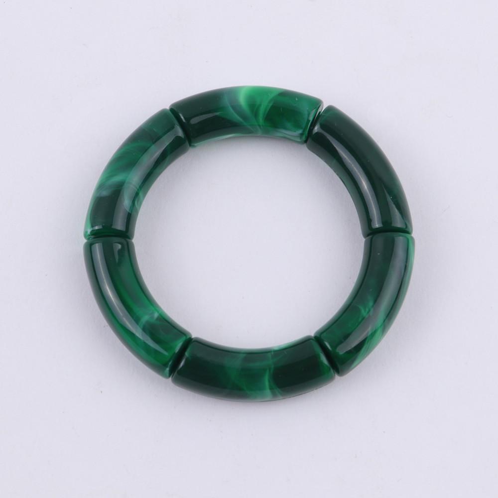 New Mixed Gold Color Tube Beads Acrylic Bracelets Bangles for Women Men Stretch Bamboo Curved Resin Bracelet Stack Jewelry Gifts