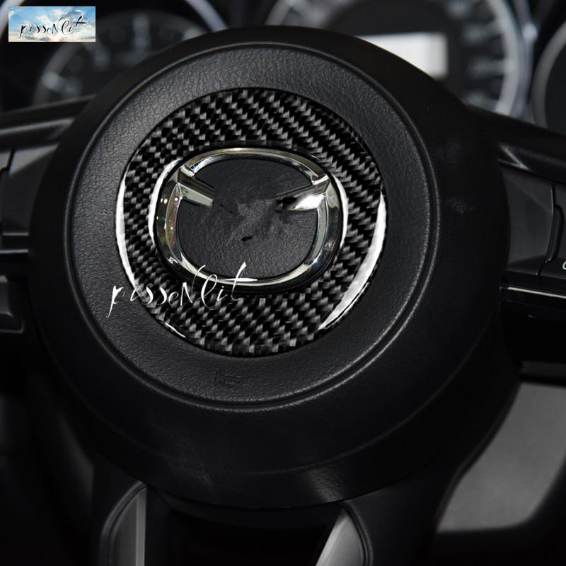 For Mazda CX-5 2017 18  Real Carbon Fiber Car Interior Steering Wheel Cover Trim Moldings Car Styling Accessories Stickers
