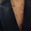 New Special Water Drop Bling Oval CZ Choker Necklace Gold Plated Lariat Long Bar Tear Drop Y Shape Long Tassel Women Jewelry Set
