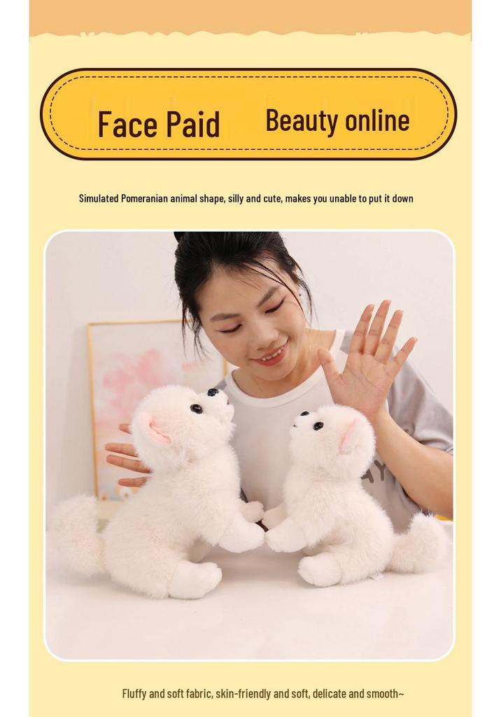 Cute Realistic Pomeranian Plush Toy - Small Comfort Doll for Girls & Children