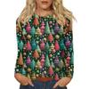 Women's Fashion Casual Christmas Printed Round Neck Long Sleeve Pullover Top