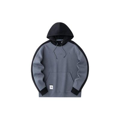 Anta Color Block Hooded Pullover Sweatshirt Men Tops Smoke-Gray 152417715-3