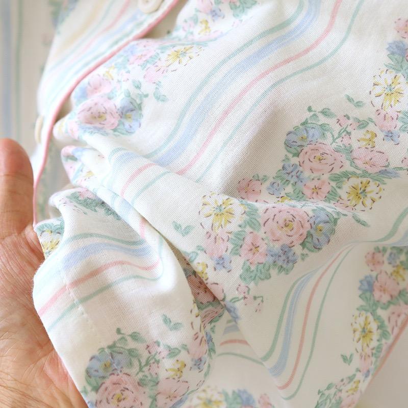 Autumn/Winter Pajama Set Women's Long Sleeve Trousers 100% Cotton Flower Print 2 Piece Set Women's Pajamas Soft Homewear
