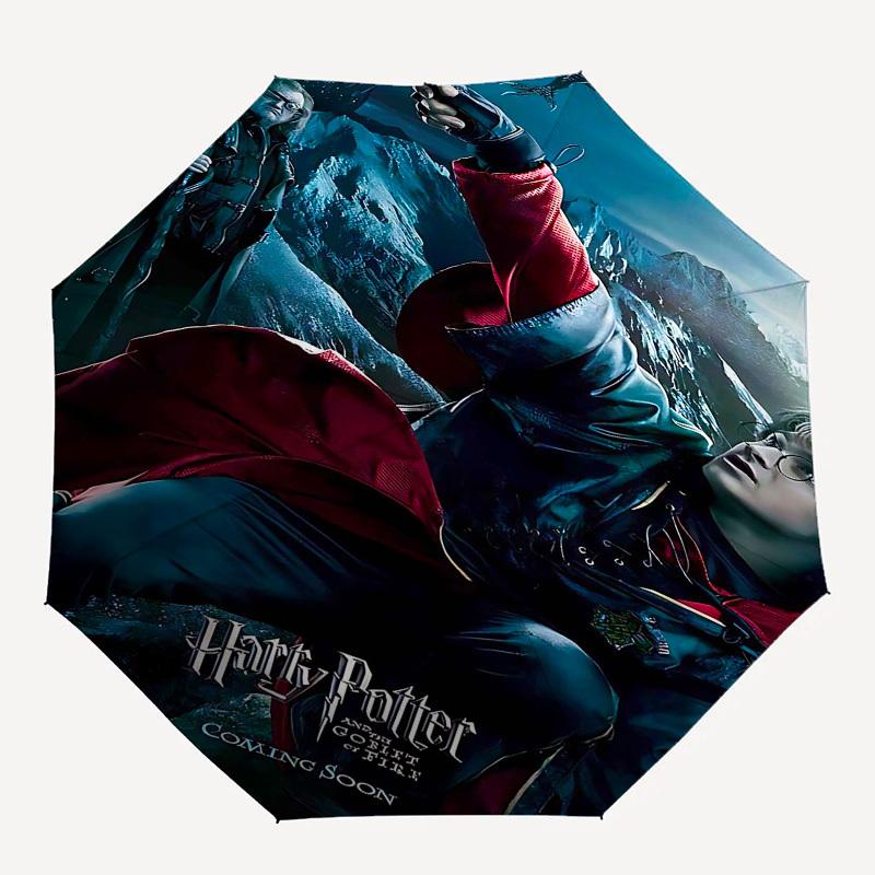 1pc Harry Potter and the Goblet of Fire Automatic Folding Umbrella - Compact 8-Rib Design, Durable Plastic & Iron1290L