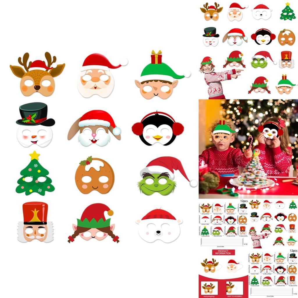 Snowman Reindeer Paper Masks Set With Festive Design For Christmas Events
