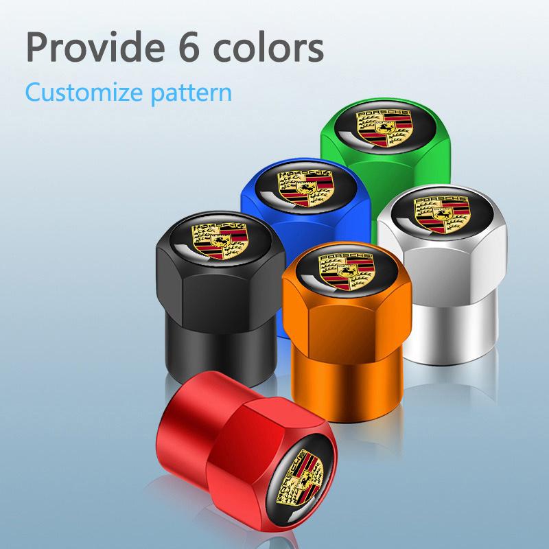 New Car Alloy Sports Aluminum Wheels Tire Valve Caps for Porsche 718 Cayenne Panamera 911 Macan Taycan Cayman Boxster Sticker HF8