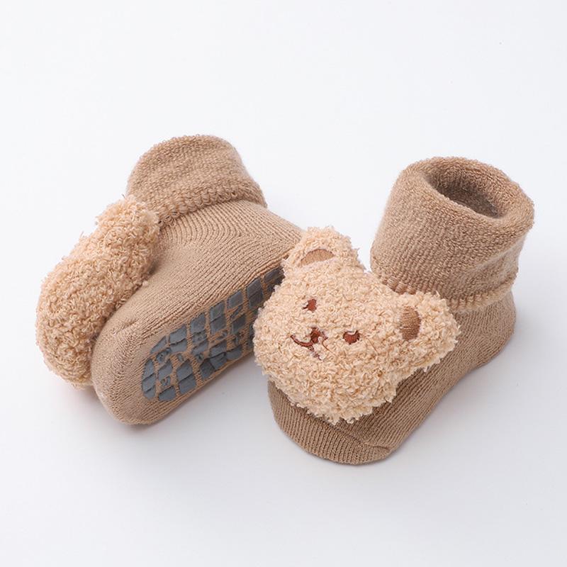 1Pair Middle Tube Socks Winter Cotton Cute Thick Boy Bear Baby Socks Girls Anti Slip Soled Toddler Floor Socks Soft