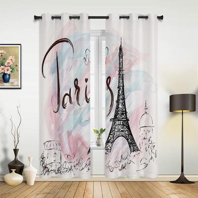 Architettura Parigina Tende Rosa per Finestra Camera da Letto Pannello Tenda Cucina Decorazioni Natalizie per la Casa Tende per Soggiorno