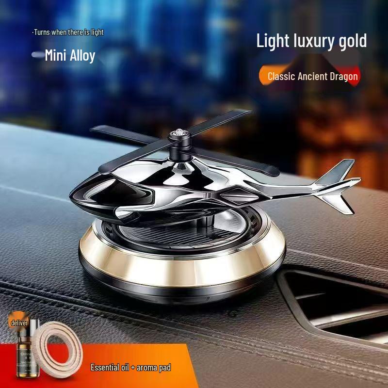 Solar-Powered Helicopter Rotating Air Freshener - High-End Men s Car Ornament with Long-Lasting Fragrance