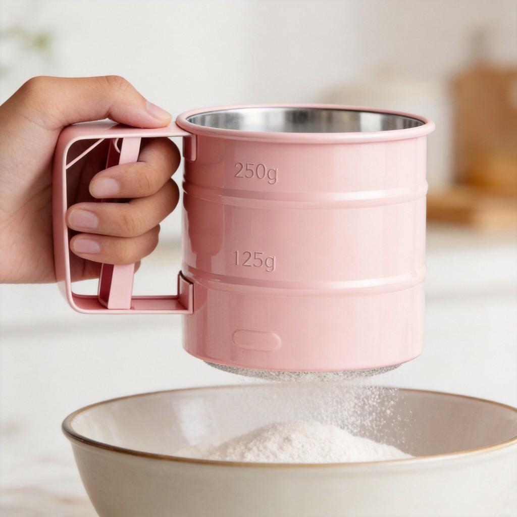 Stainless Steel Mesh Flour Sieve With Adjustable Handle For Home Baking And Food Preparation