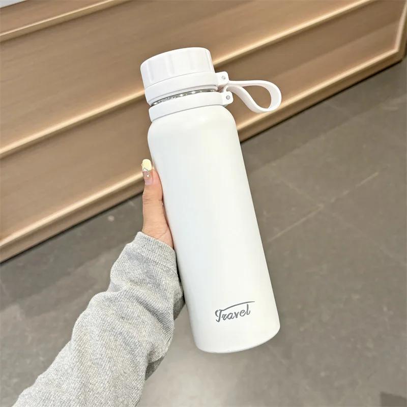 

Простая термокружка большой емкости для мужчин и женщин, красивая портативная чашка для воды из нержавеющей стали с отделением для чая 1100 ml