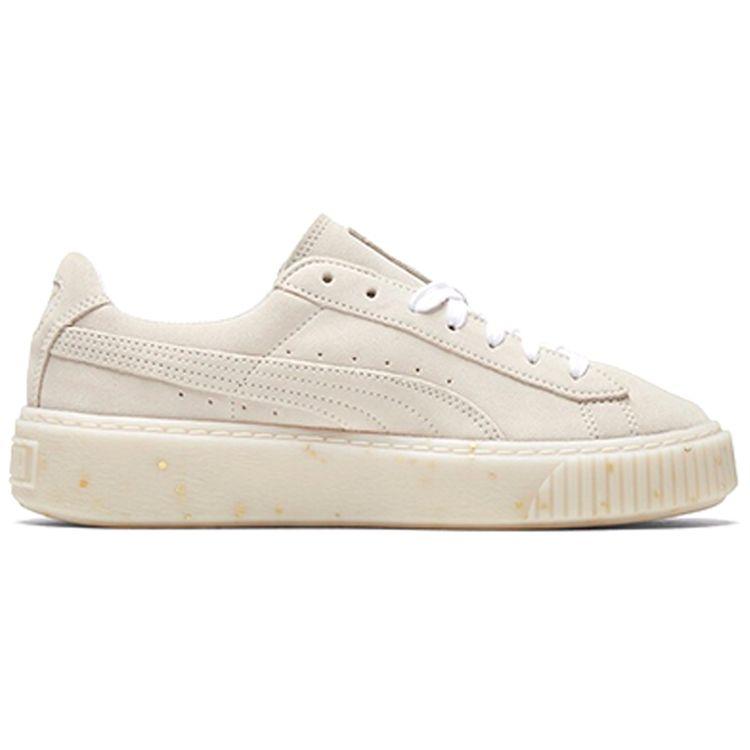 Puma Suede Platform Low Top Sneakers Women Sneakers Off-White Gold 365621-02