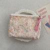 Adorable Blue Cartoon Makeup Bag: Mini Pure Cotton Coin and Earphone Pouch, Lipstick Carrier, Portable Storage.