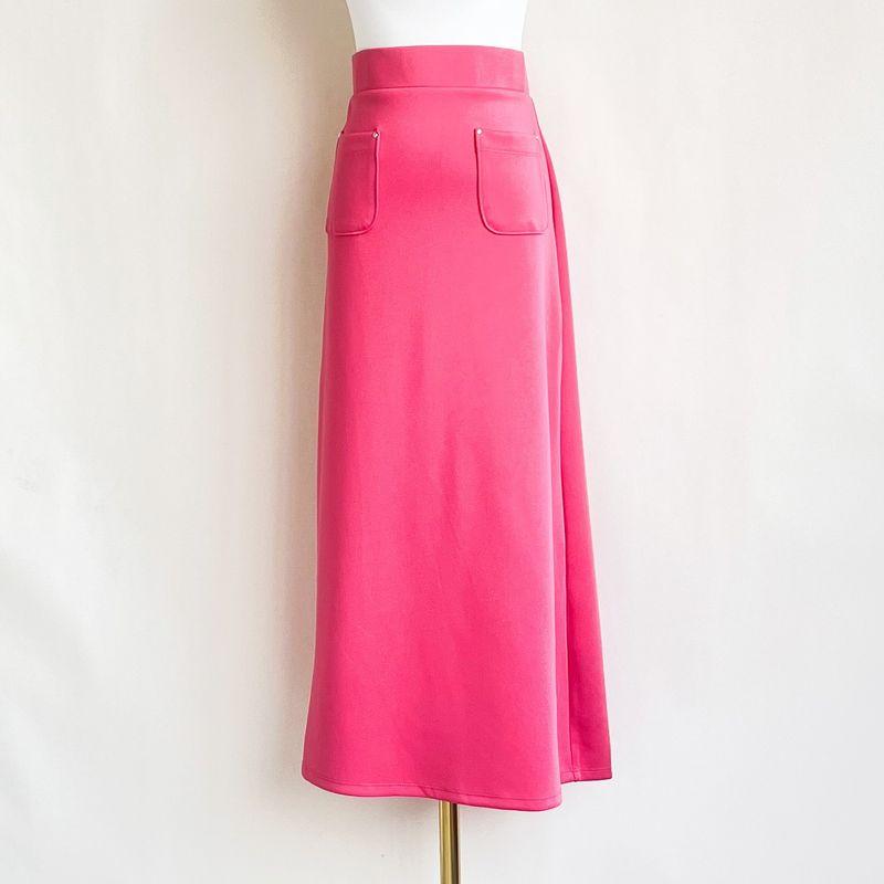 

High Waist Temperament Slim Looking Elastic Waist Back Slit Skirt 2025 Spring New Arrival Women Accessible Luxury Fashion A- line Dress Rose red (slightly flawed) XL code