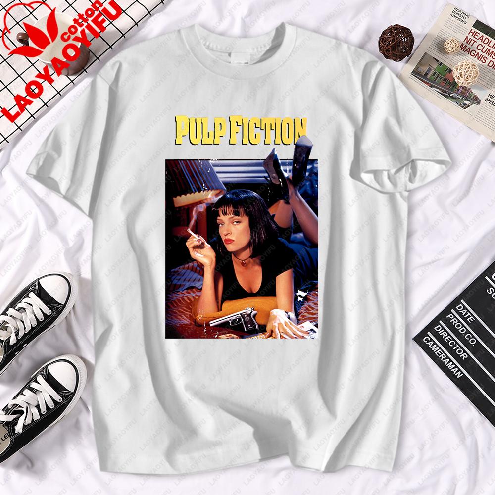 Film Pulp FictionPoster Graphic Tshirts Unisex Women Summer Casual Short Sleeve Tops Tshirts Tops Harajuku Y2k Clothes Streetwear