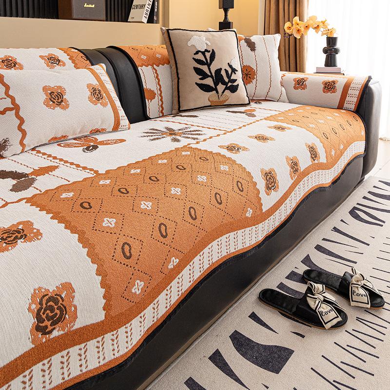 New Straight Row Sofa Cushion Four Seasons Universal Seat Cushion Sofa Towel Universal All-Inclusive Cover Spring Pastoral Cover
