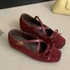 Fashion Flats Women Ballet Dance Shoes Bow Square Toe Fashion Loafers Shoes Designer Autumn 2025 New Dress Casual Cozy Zapatos De Mujer