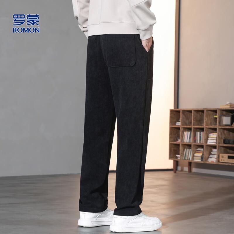 ROMON Men's Corduroy Straight-Leg Casual Pants