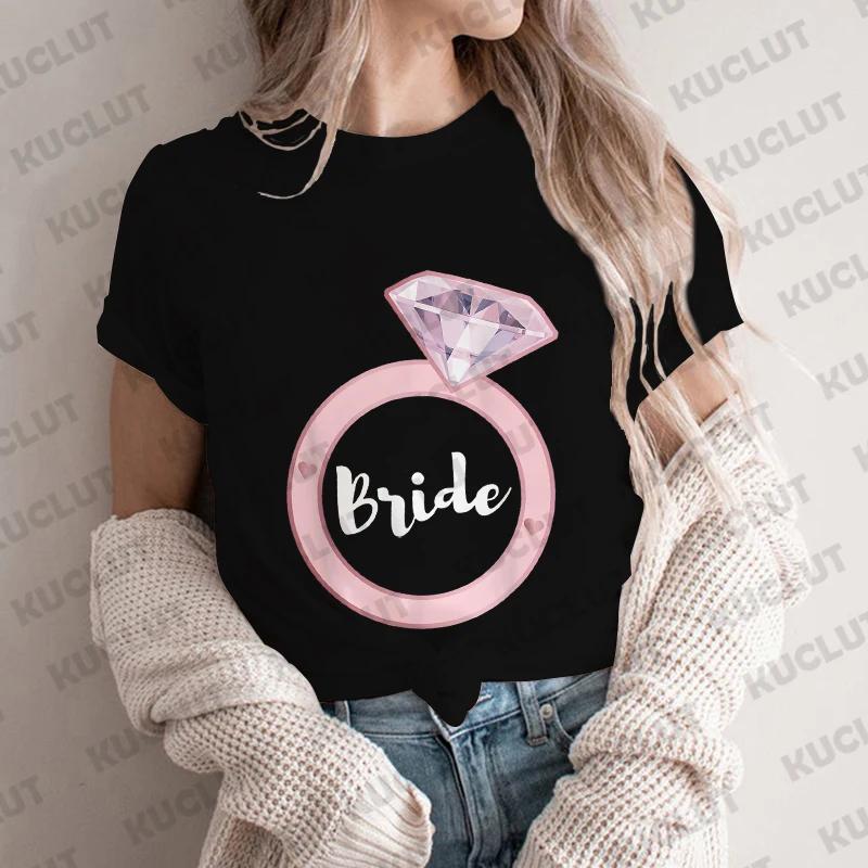 Team Braut T-Shirt Hochzeit Junggesellinnenabschied Hen Party T-Shirt Damen Ästhetische Kleidung Kurzarm T-Shirts Abschied vom Singleleben EVJF Tops