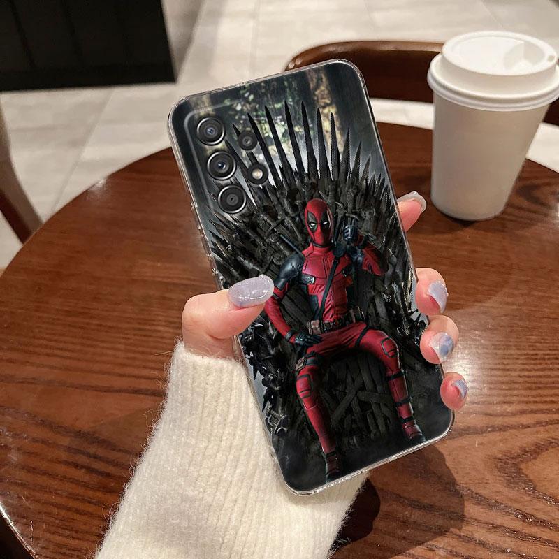 Funda Transparente Divertida de Marvel Deadpool para Samsung Galaxy A57 A37 A56 A36 A55 A54 A35 A26 A07 A17 A16 A06 A36 A15 Funda Suave de Deadpool