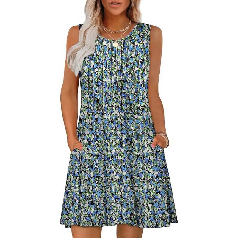 

Женское платье-майка без рукавов с круглым вырезом и принтом на кармане XXL