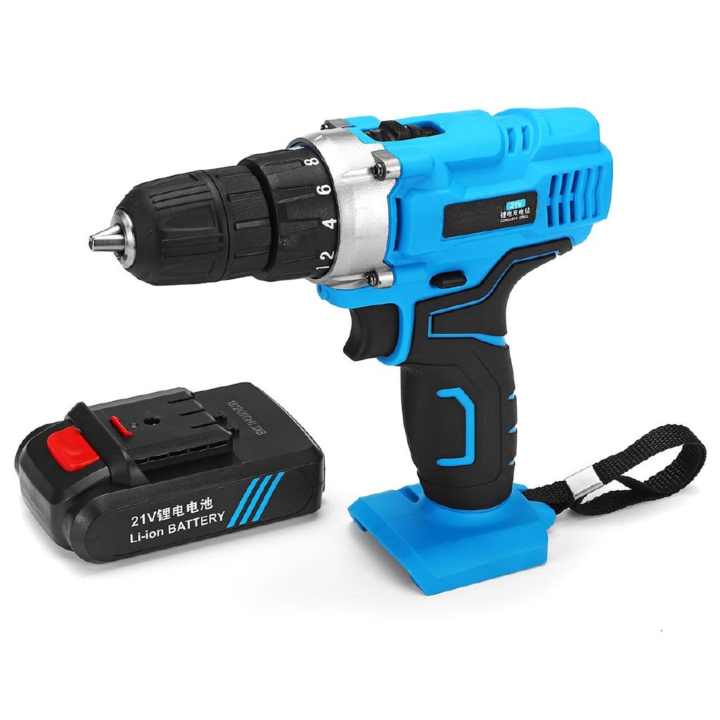 2200RPM Rechargable Double Speed Electric Screwdriver Kit 6500mAh Li-Ion 2Battery Electric Cordless Drill Power Tool 21V