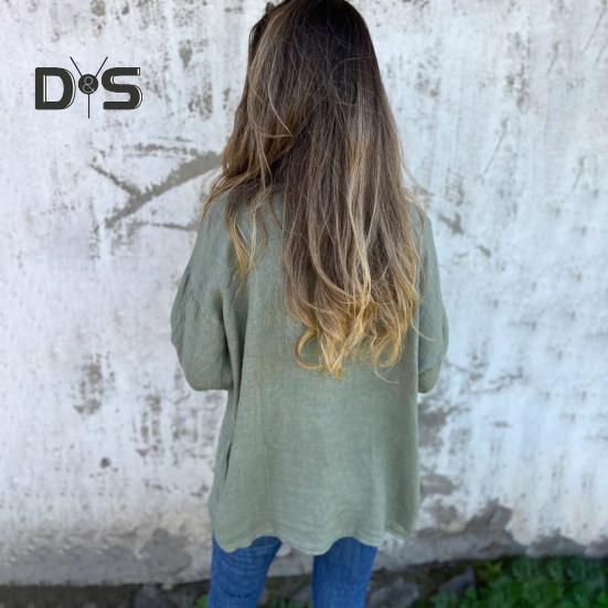 Women Coat Loose Fit Basic Collar Long Sleeve Top Solid Color Open Front Outwear Spring Autumn Casual Daily Wear