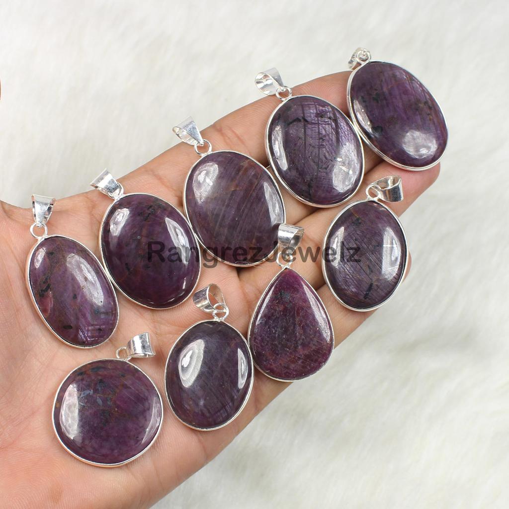 Purple Star Ruby Gemstone Pendant Jewelry Healing Crystal Bezel Set Pendant Jewelry Gift For Woman And Girls Pendant Necklace