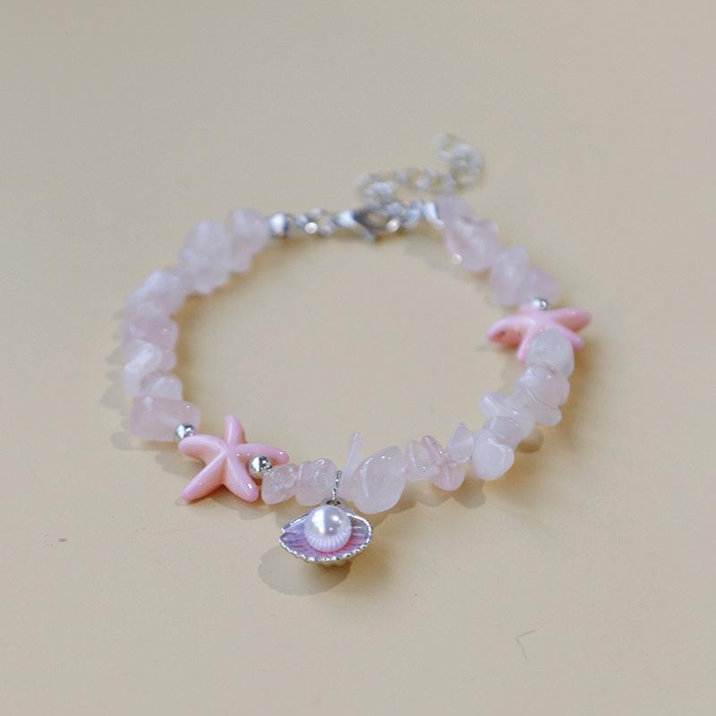 Handmade Seashell & Crushed Stone Bracelet with Lobster Clasp - Perfect Summer Travel Souvenir