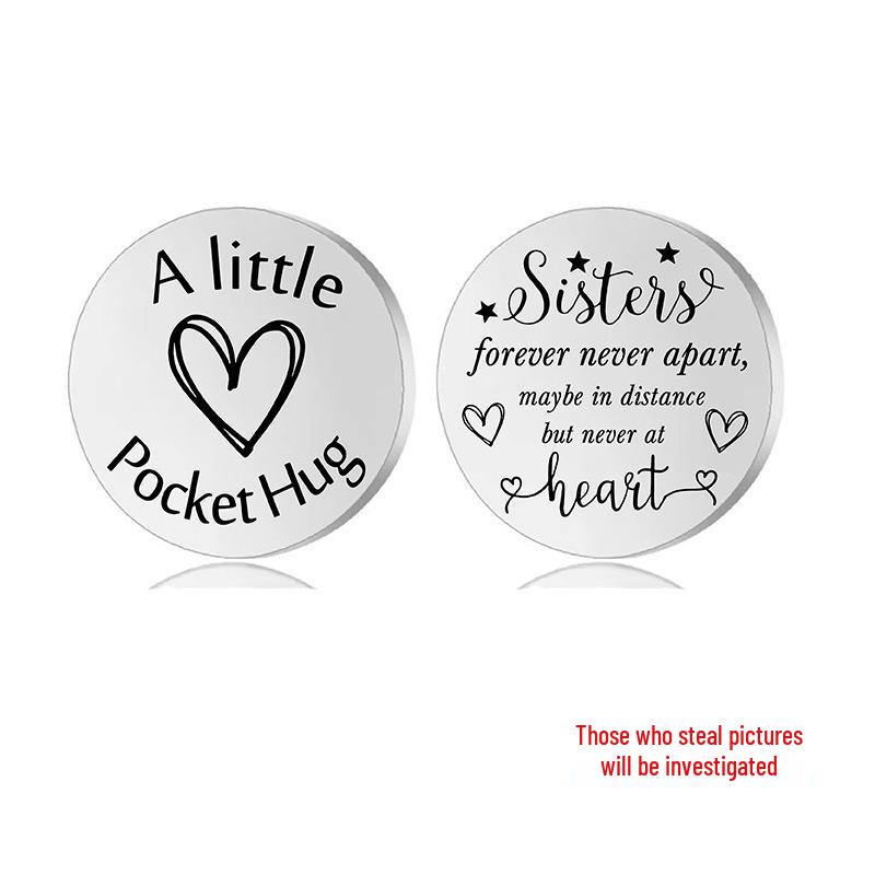 Lucky Charm Motivational Coin: Engravable Stainless Steel Couple & Family Gift Ornament.