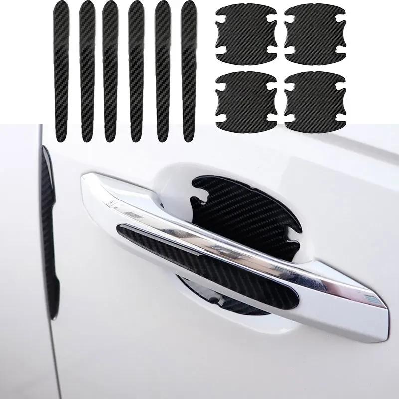 14pcs Carbon Fiber Car Door Handle Bowl Scratch Protective Stickers Cars Sticker Car Handle Anti-collision Protection Strip