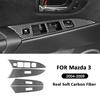 For Mazda 3 2004-2009 Carbon Fiber Car Window Lifter Switch Panel Frame Trim Cover Interior Decoration Sticker Auto Accessories
