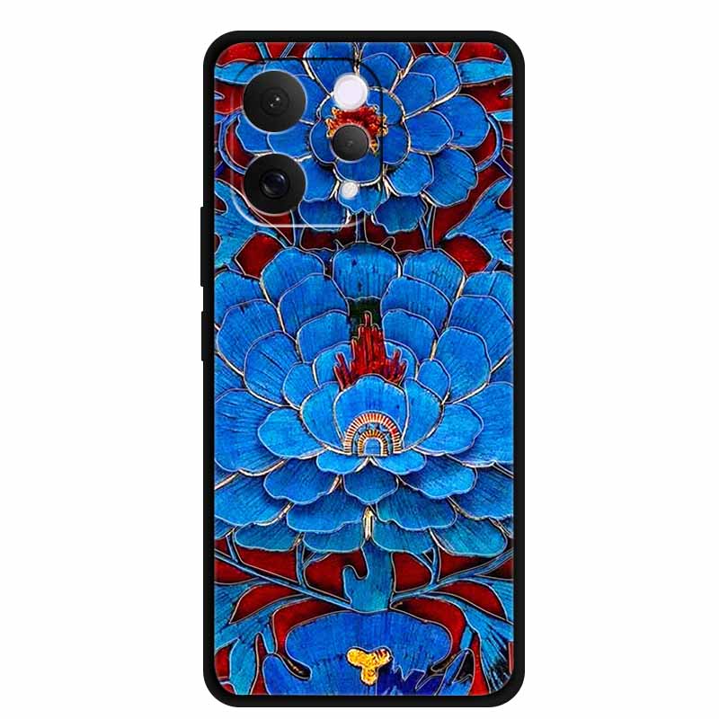 For Vivo S50 5G Case 3D Emboss Flower Black Silicone Soft Back Cover Case For Vivo S50 2025 Phone Case 6.59" Coque V2528A Fundas