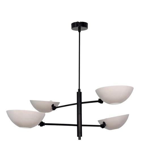 4-flammiger Anhänger Mid Century Modern Rohmessing Sputnik Kronleuchter Leuchte