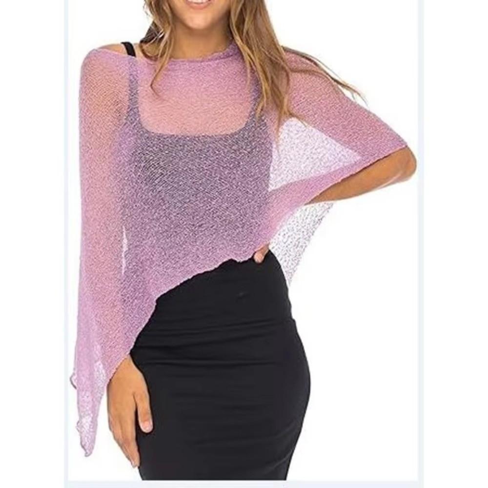 Off Shoulder Women Knit Cover-up Irregular Cardigan New Sunscreen Shawl  Summer